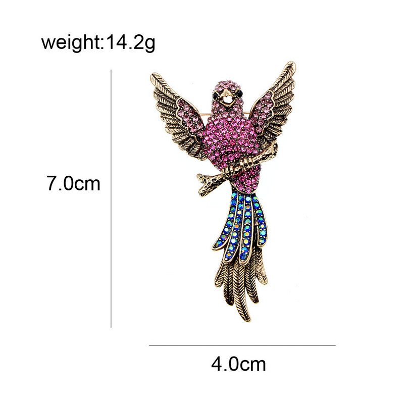 CINDY XIANG Broșe de păsări de modă cu strasuri pentru femei, ace de papagal Bid stil vintage, 2 culori disponibile de înaltă calitate