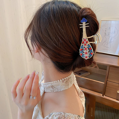 Agrafe mari retro chinezești tradiționale pentru gheare de păr pentru femei, ventilator, ciucuri, agrafe de păr perle, accesorii de modă pentru fete