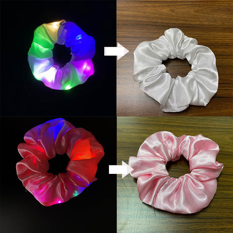 Scrunchies de păr cu lumină LED Legături de păr din mătase satinată frânghie coreeană pentru petrecere Benzi de cauciuc Suport pentru coadă de cal Accesorii pentru păr pentru fete