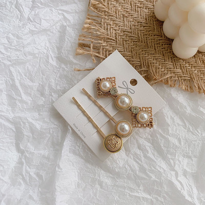 3 ks/balenie zlatých perlových sponiek do vlasov, sponky, kamienkové sponky do vlasov, roztomilé sponky do vlasov, vlasové doplnky pre ženy a dievčatá