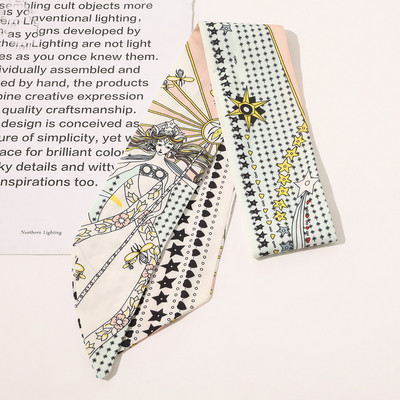 2021 Potlač Bodkovaná saténová dlhá stuha Držiak na cop Šatka Vlasová gumička Gumičky Dámske Dievčenské Hodvábne Kvetinové Čelenky Doplnky Do Vlasov