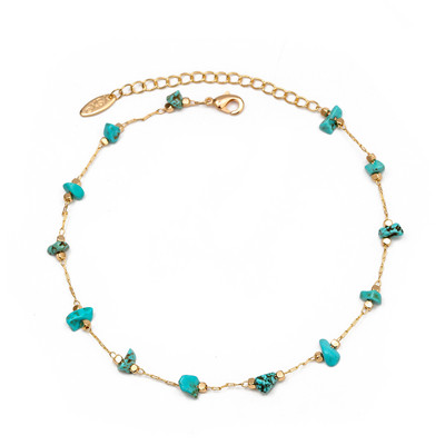 Ochi norocos gleznă din piatră naturală de culoare aurie picior lanț pentru picioare Brățară de gleznă de plajă reglabilă pentru femei, fete, bijuterii de modă BD92