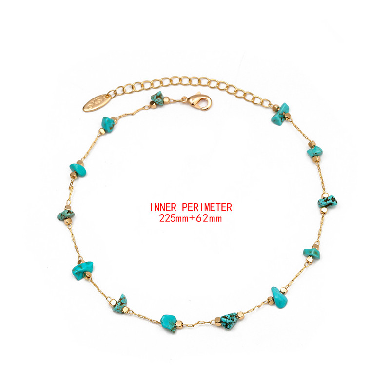 Ochi norocos gleznă din piatră naturală de culoare aurie picior lanț pentru picioare Brățară de gleznă de plajă reglabilă pentru femei, fete, bijuterii de modă BD92