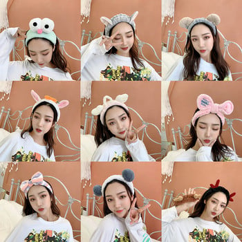 Wash Face Hair Holder Headbands for Women Girls Απαλό ζεστό φλις από κοραλί φιόγκο Αυτιά ζώων Headband Turban Fashion Αξεσουάρ μαλλιών