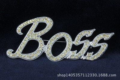Itenice 2020, noua marcă de bijuterii, broșă din metal cu cristal, cuvântul de boss, pentru băieții minunați