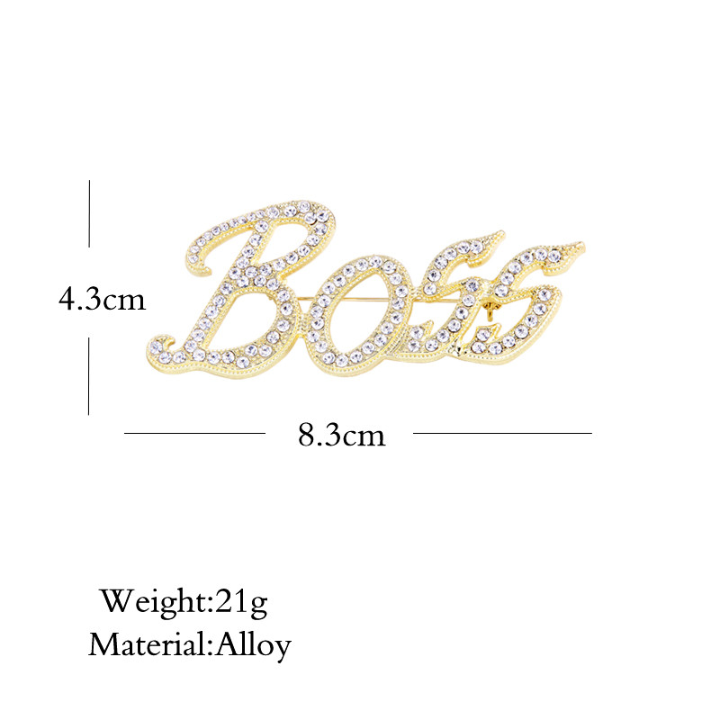 Itenice 2020, noua marcă de bijuterii, broșă din metal cu cristal, cuvântul de boss, pentru băieții minunați