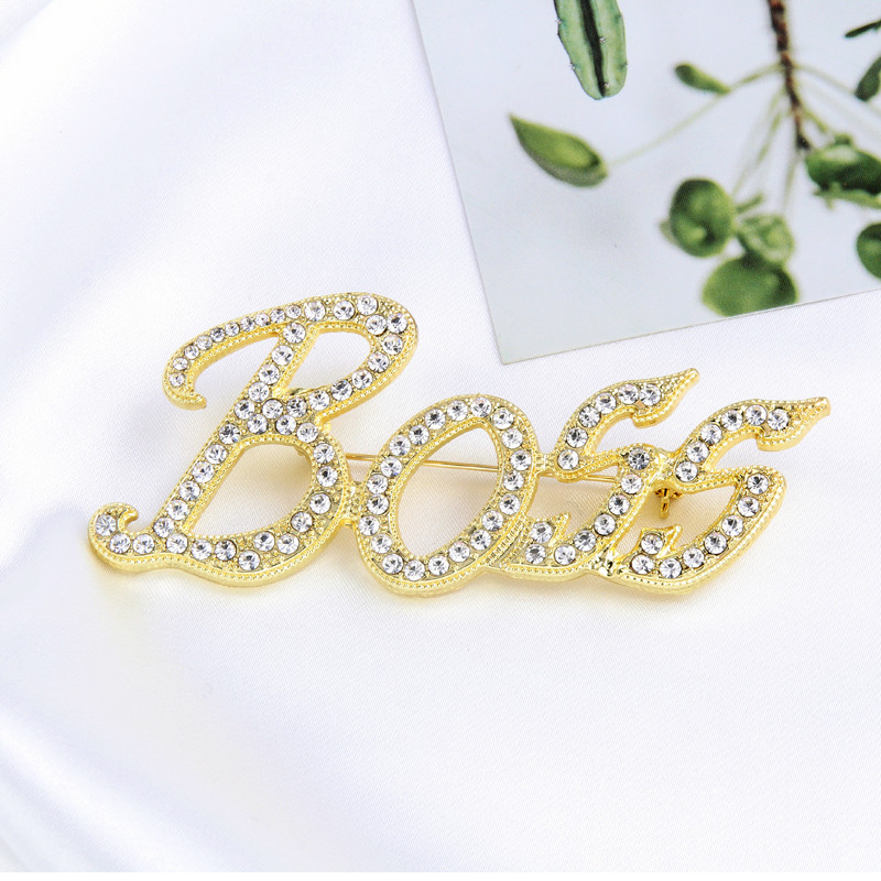 Itenice 2020, noua marcă de bijuterii, broșă din metal cu cristal, cuvântul de boss, pentru băieții minunați