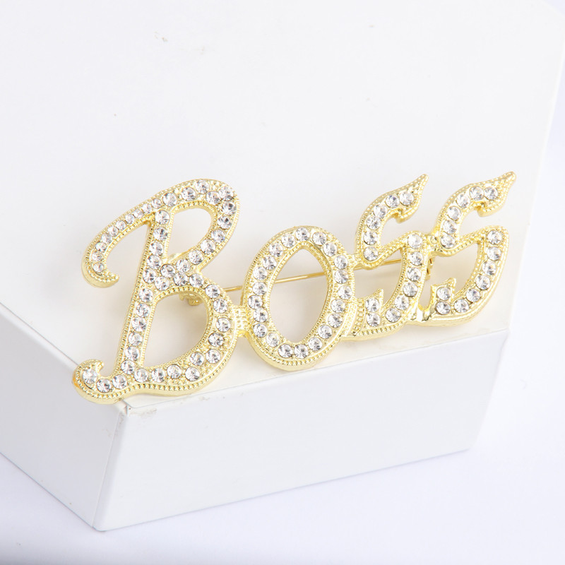 Itenice 2020, noua marcă de bijuterii, broșă din metal cu cristal, cuvântul de boss, pentru băieții minunați