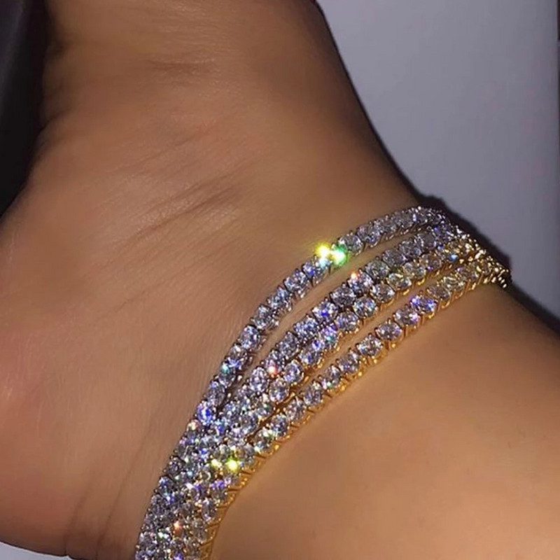 La modă roșu mare strasuri cireșe brățară de gleznă pentru femei Bling Bling cristal fructe tenis glezna lanț punk bijuterii de petrecere cadouri