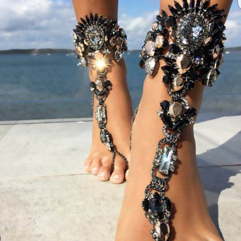 Boho Crystal gleznă Australia plajă vacanță gleznă brățară sandale sexy picior lanț femeie declarație Asteria Lyra bijuterii picioare