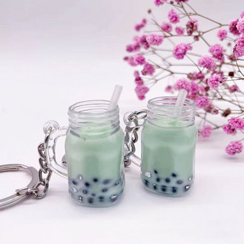 1Pc Cartoon Simulation Pearl Milk Tea Ακρυλικό μπρελόκ Milky μπρελόκ για φλιτζάνι τσαγιού Γούρι Τσάντα αυτοκινήτου Κρεμαστό μπρελόκ για γυναίκες άνδρες Παιδιά