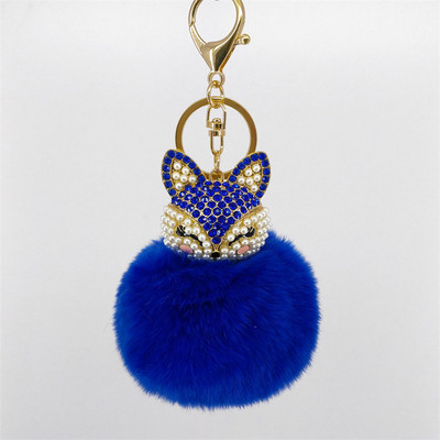 Breloc drăguț cu vulpe pentru femei, fete, blană pufoasă, lanțuri de chei cu incrustații cu strasuri, pandantive, bijuterii, brelocuri, breloc
