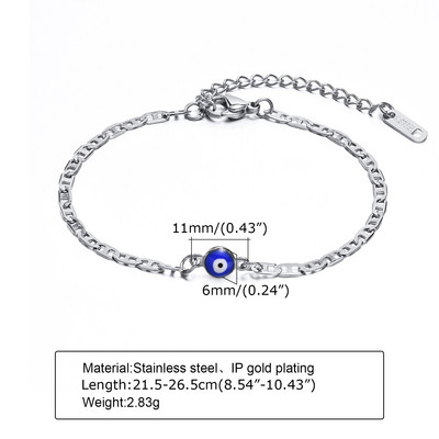 Anklets pentru bărbați, Turkey Evil Blue Eye Anklet. Oțel inoxidabil plat Mariner Link Ancho Chain Bratara glezna, bijuterii femei