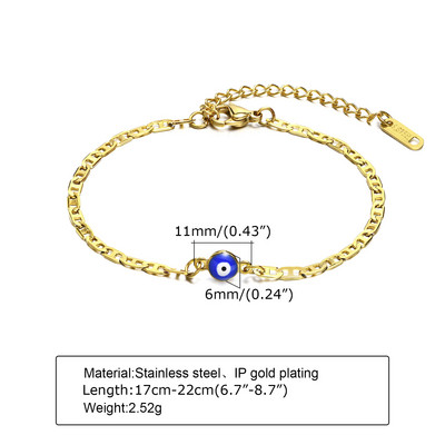 Anklets pentru bărbați, Turkey Evil Blue Eye Anklet. Oțel inoxidabil plat Mariner Link Ancho Chain Bratara glezna, bijuterii femei