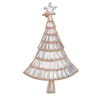 Broșă de pom de Crăciun din zirconiu cubic de cristal CZ pentru femei, broșă de modă de lux strălucitoare, 2 culori disponibile