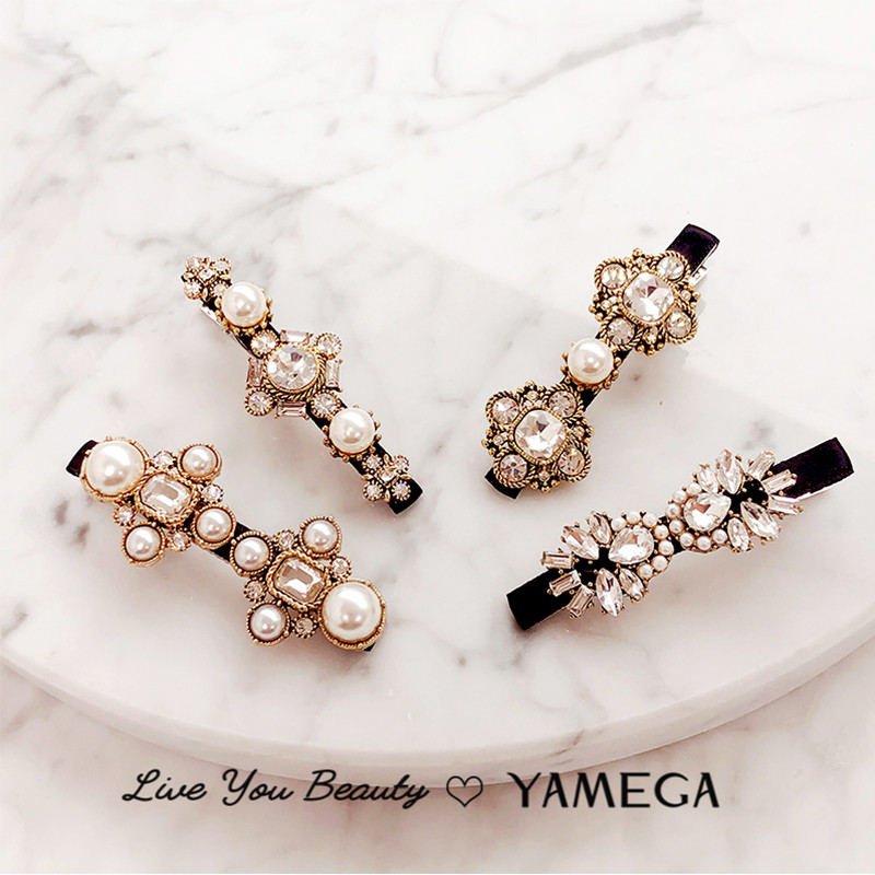Bijuterii de păr cu strasuri de epocă de lux Accesorii Ace de păr perle Piesă pentru cap de nuntă din aur Agrafe de păr de cristal pentru femei fete