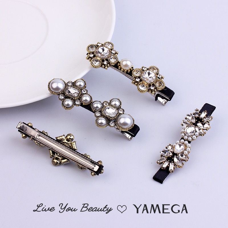 Bijuterii de păr cu strasuri de epocă de lux Accesorii Ace de păr perle Piesă pentru cap de nuntă din aur Agrafe de păr de cristal pentru femei fete