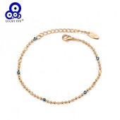 Lucky Eye Blue Turc Evil Eye gleznă aur argint culoare mărgele lant picior gleznă brăţară reglabilă pentru femei fete bijuterii BD319