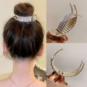 Perle Strasuri Metal Auriu Agrafă de păr Diamond Agrafe Suport pentru coadă de cal Ace pentru gheare de păr Ace de nuntă Coreeană Accesorii de bijuterii de păr