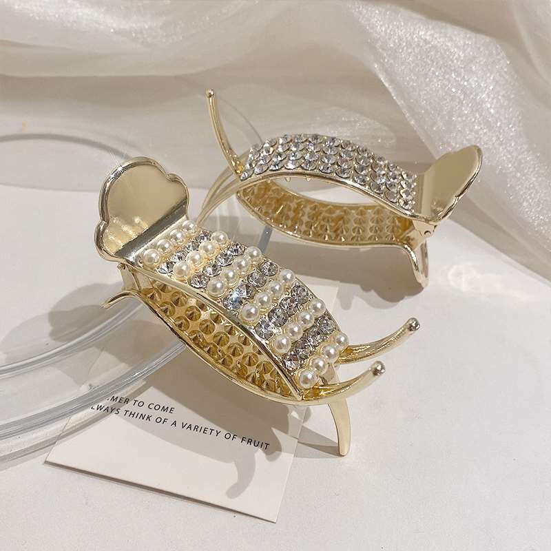 Perle Strasuri Metal Auriu Agrafă de păr Diamond Agrafe Suport pentru coadă de cal Ace pentru gheare de păr Ace de nuntă Coreeană Accesorii de bijuterii de păr