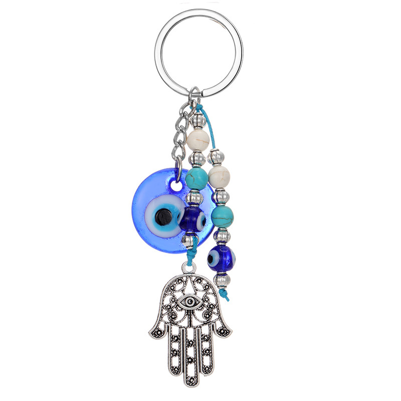 Blue Evil Eye Hamsa mărgele de mână breloc breloc pentru femei bărbați sticlă vintage rotund turcesc ochi Fatima mână ciucuri geanta mașină bijuterii
