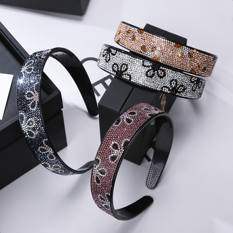 Nové kamienkové čelenky pre ženy, čierne, protišmykové, s mašľou do vlasov, dievčenské, čelenky, dámske módne pokrývky hlavy, vlasové doplnky