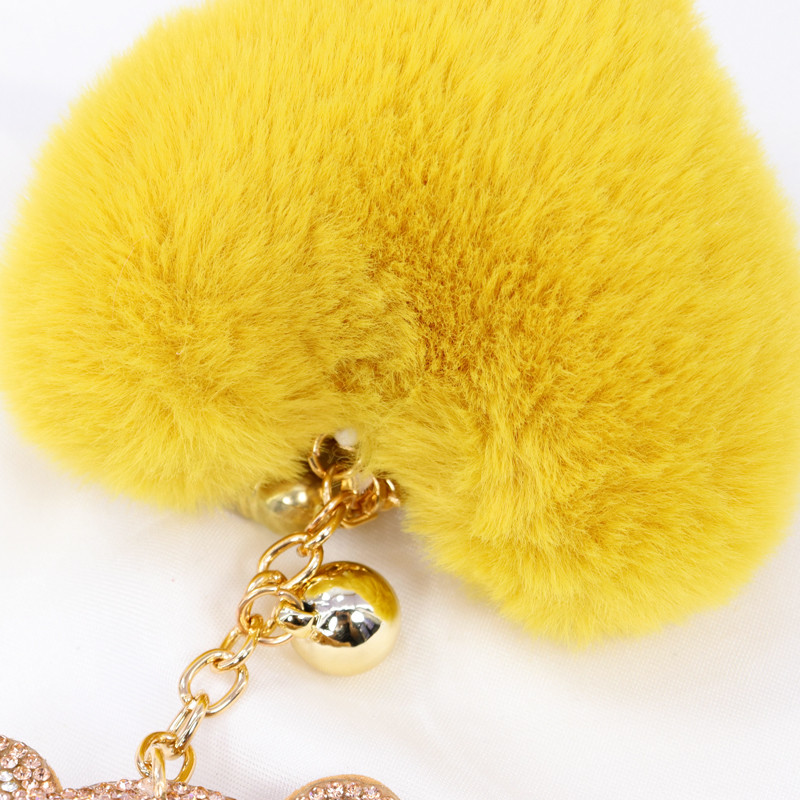 Flanelový medvedík s broskyňovým srdcom, plyšová loptička, prívesok na kľúče, dámska kabelka, doplnky, roztomilý medvedík s broskyňovým srdcom, darček