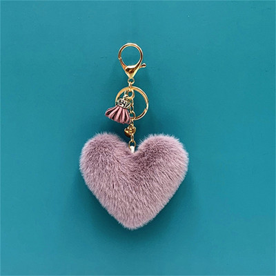 Slatki plišani privjesci u obliku srca, privjesci za ključeve s malim kićankama, pomponima, privjesci za ključeve, privjesci za ključeve za žene, modna torba, privjesci, ukrasi, darovi