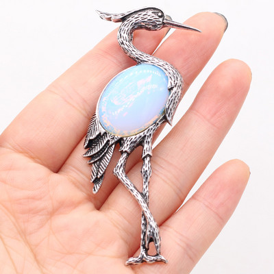Természetes kő brossok Lapis Lazuli daru tűs medálok női esküvők bankett parti bross tűk Ajándék méret 30x80mm