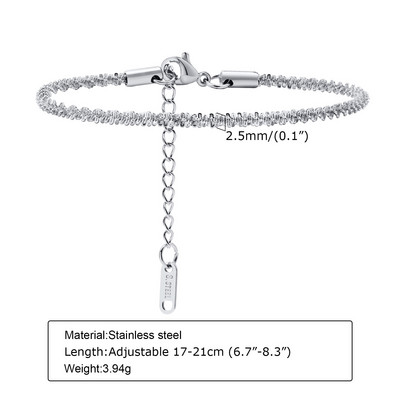 Chic Gypsophila lančić za gležnjeve za žene, novo u zlatnoj boji od nehrđajućeg čelika, sjajni lančić s upletenim karikama s podesivim gležnjačama s žigom