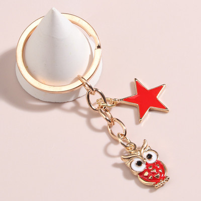 Slatki emajlirani privjesak za ključeve Šarena sova Pentagram privjesak za ključeve Životinjski privjesci za ključeve Za žene Muškarci Dodaci za torbice DIY Nakit Pokloni