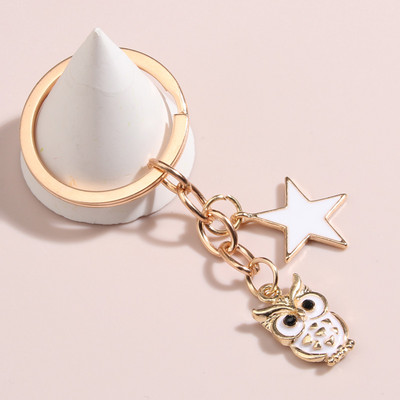 Slatki emajlirani privjesak za ključeve Šarena sova Pentagram privjesak za ključeve Životinjski privjesci za ključeve Za žene Muškarci Dodaci za torbice DIY Nakit Pokloni