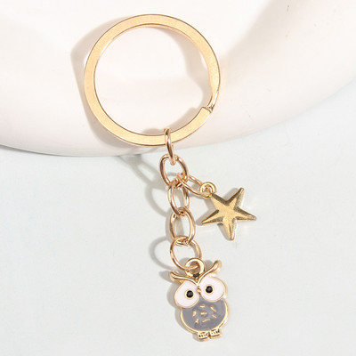 Slatki emajlirani privjesak za ključeve Šarena sova Pentagram privjesak za ključeve Životinjski privjesci za ključeve Za žene Muškarci Dodaci za torbice DIY Nakit Pokloni