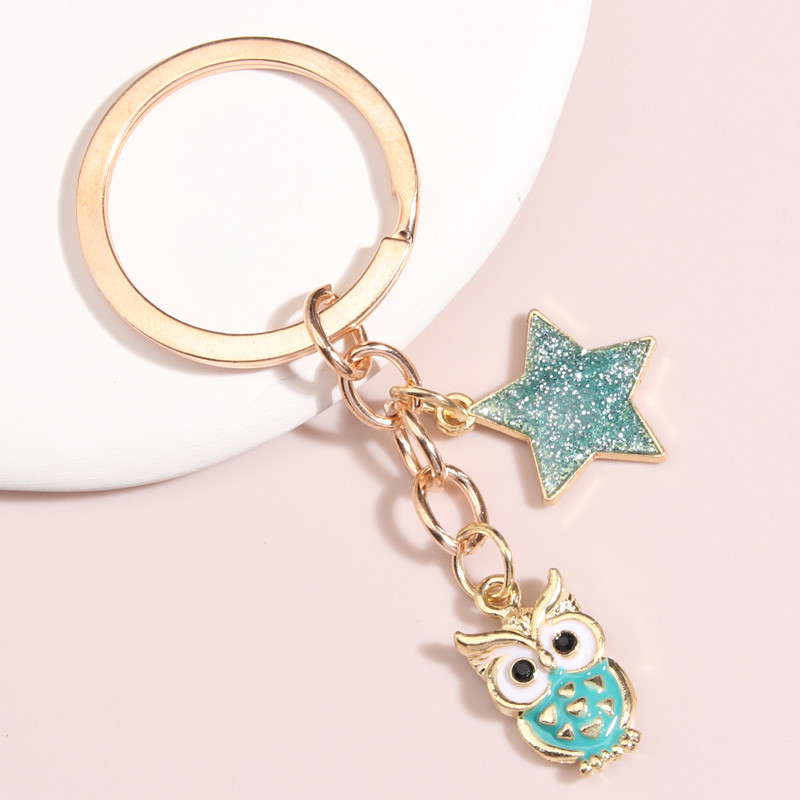 Slatki emajlirani privjesak za ključeve Šarena sova Pentagram privjesak za ključeve Životinjski privjesci za ključeve Za žene Muškarci Dodaci za torbice DIY Nakit Pokloni