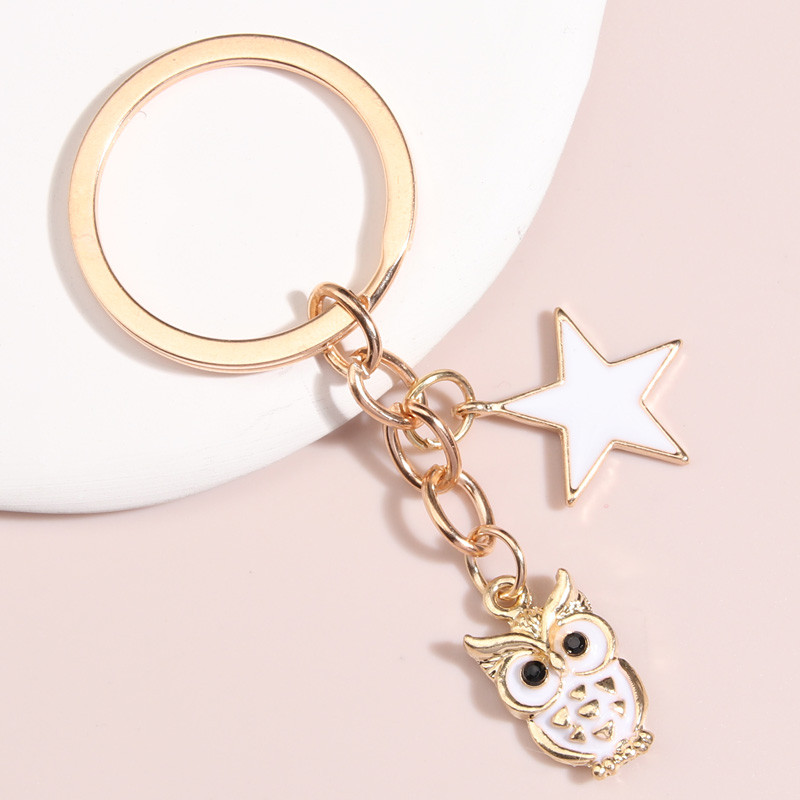 Slatki emajlirani privjesak za ključeve Šarena sova Pentagram privjesak za ključeve Životinjski privjesci za ključeve Za žene Muškarci Dodaci za torbice DIY Nakit Pokloni