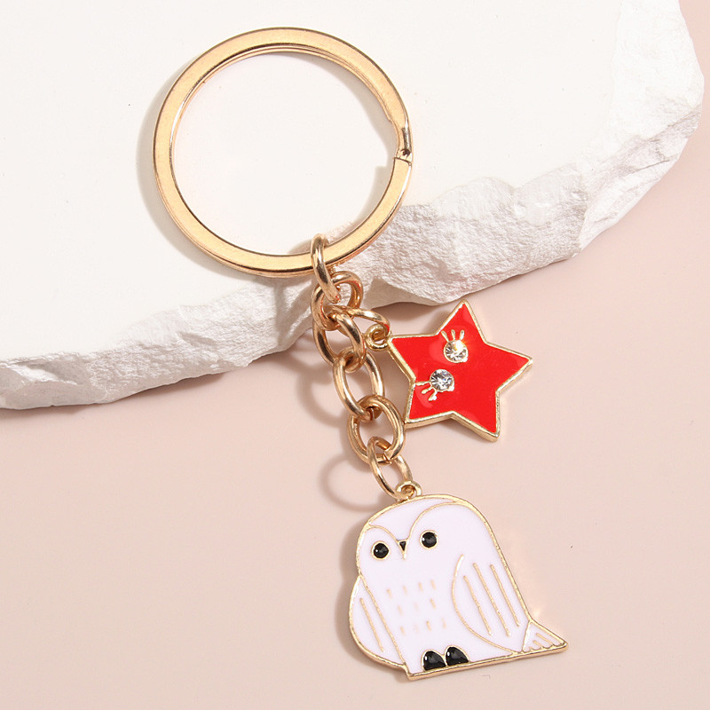 Slatki emajlirani privjesak za ključeve Šarena sova Pentagram privjesak za ključeve Životinjski privjesci za ključeve Za žene Muškarci Dodaci za torbice DIY Nakit Pokloni