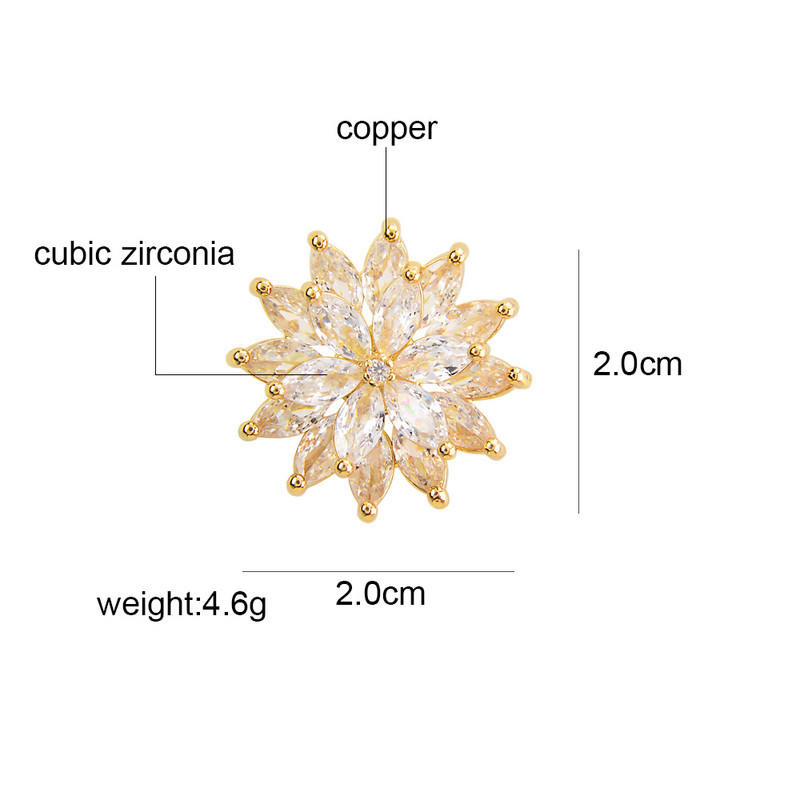 CINDY XIANG Cvjetne igle i broševi od bakra i kubičnog cirkonija za žene Nakit s ovratnicima Ljetni modni dodaci