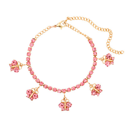 INS Fashion Fluture gleznă cu strasuri de tenis Lanț pentru picioare Bijuterii pentru femei Vară plajă gleznă fluture Lanț desculț