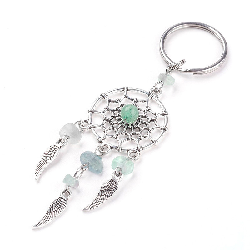 Breloc cu mărgele din piatră naturală boemă Dreamcatcher Femei Bărbați Boho Indians Wing Charms Breloc pe geantă Bibel pentru petrecere Cadou noroc
