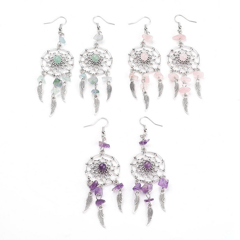 Breloc cu mărgele din piatră naturală boemă Dreamcatcher Femei Bărbați Boho Indians Wing Charms Breloc pe geantă Bibel pentru petrecere Cadou noroc