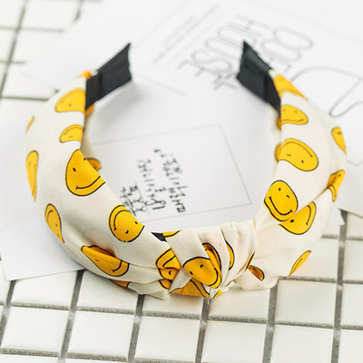 Nasmiješeno lice Traka za kosu s čvorovima Traka za glavu s točkicama za žene Djevojke Proljeće Prugasta karirana cvjetna traka za kosu Modni dodaci za kosu