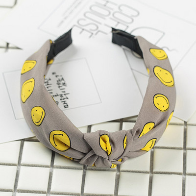 Nasmiješeno lice Traka za kosu s čvorovima Traka za glavu s točkicama za žene Djevojke Proljeće Prugasta karirana cvjetna traka za kosu Modni dodaci za kosu