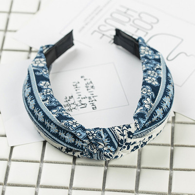 Nasmiješeno lice Traka za kosu s čvorovima Traka za glavu s točkicama za žene Djevojke Proljeće Prugasta karirana cvjetna traka za kosu Modni dodaci za kosu