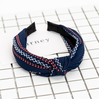 Nasmiješeno lice Traka za kosu s čvorovima Traka za glavu s točkicama za žene Djevojke Proljeće Prugasta karirana cvjetna traka za kosu Modni dodaci za kosu