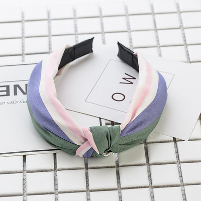 Nasmiješeno lice Traka za kosu s čvorovima Traka za glavu s točkicama za žene Djevojke Proljeće Prugasta karirana cvjetna traka za kosu Modni dodaci za kosu