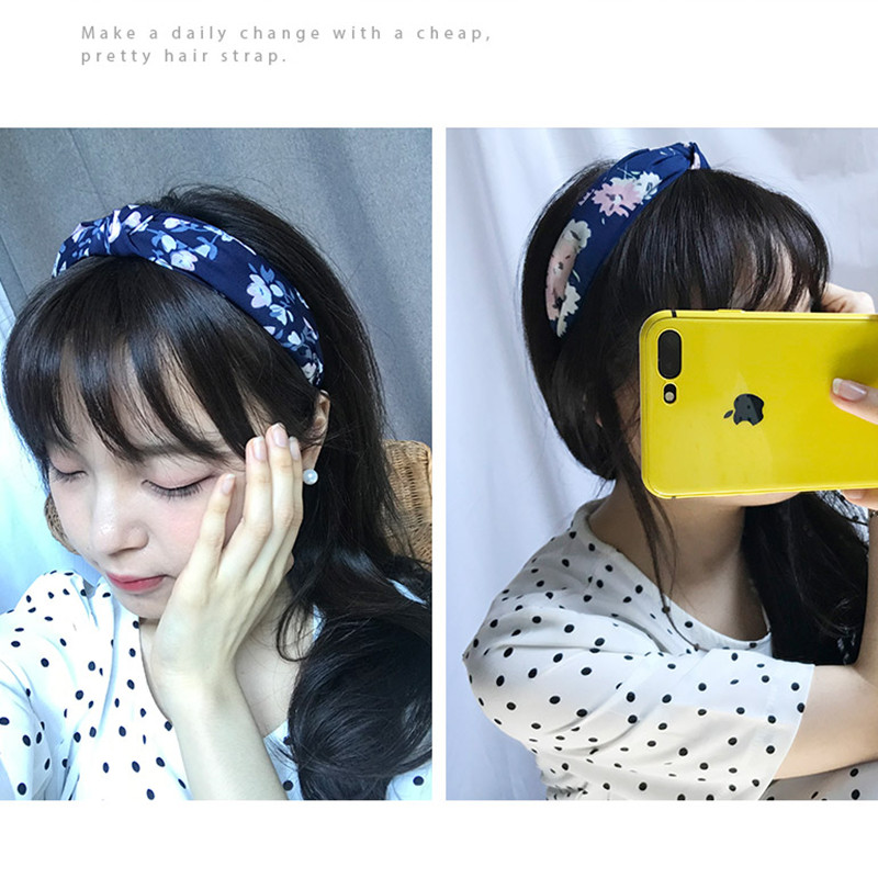 Nasmiješeno lice Traka za kosu s čvorovima Traka za glavu s točkicama za žene Djevojke Proljeće Prugasta karirana cvjetna traka za kosu Modni dodaci za kosu