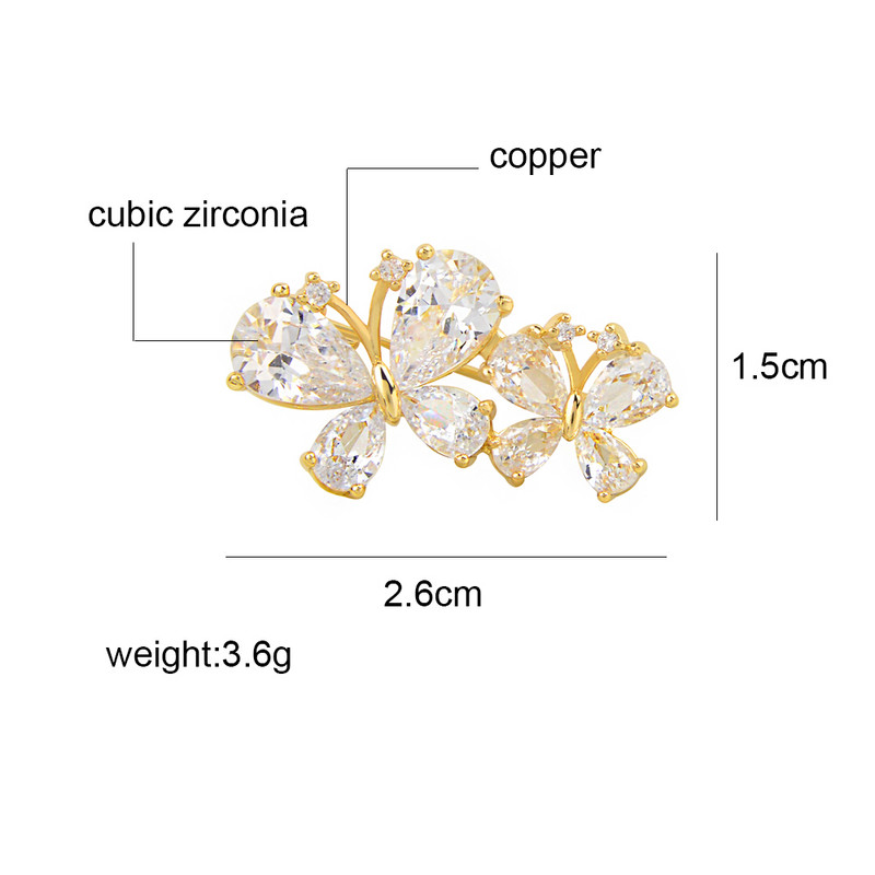 CINDY XIANG Broșe Fluture Mici Cubic Zirconia Pentru Femei Pin Guler Bijuterii Insecte 2 Culori Disponibile Material Cupru