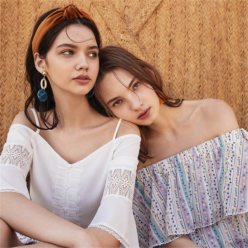 Fashion Pule Color țesătură satin înnodat bentiță pentru păr roz Accesorii pentru păr pentru femei machiaj benzi pentru cap Bentita pentru spălarea feței cu ridicata