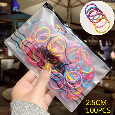 100kom/vreći Gumice za djevojčice Elastična gumica za kosu Držač za rep Dodaci za kosu Ženska kravata Obruč za kosu Uže Pokrivala za glavu Trake