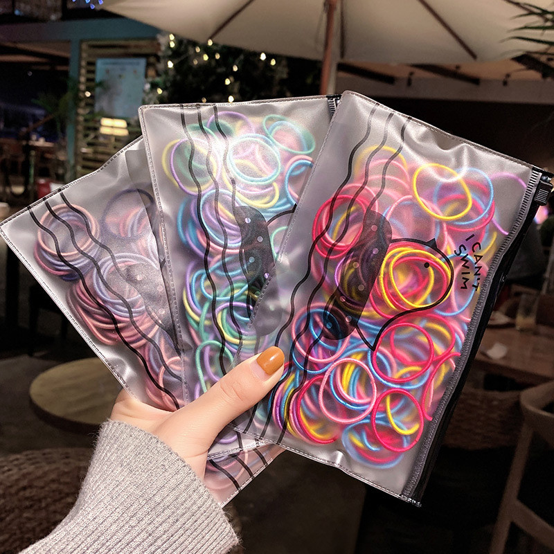 100kom/vreći Gumice za djevojčice Elastična gumica za kosu Držač za rep Dodaci za kosu Ženska kravata Obruč za kosu Uže Pokrivala za glavu Trake